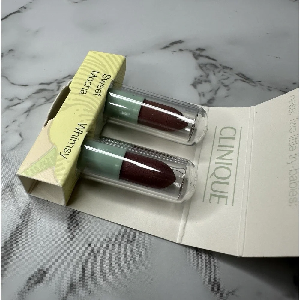 Clinique Moisture Surge SPF 15 Lipstick 2 Pack Travel Sweet Mocha & Whimsy NIB
